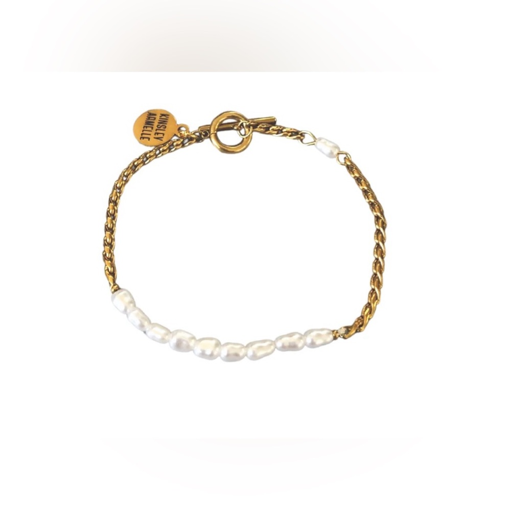 Kinsley Armelle Gold Bracelet with Decorative Accent Beads
 (Mother Of Pearl) - Picture 3 of 3